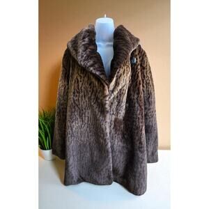 Jones New York Women's Winter heavy faux-fur Ombre Swing Coat jacket Large